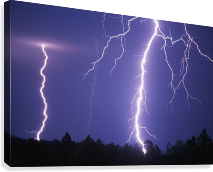 Lightning Bolts In Night Sky Canvas Print - Lightning Sky Art (429x347), Png Download