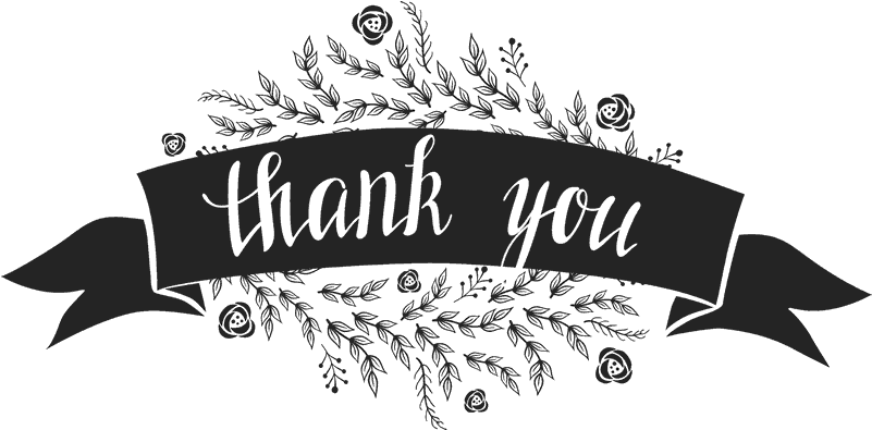 Thank You Stamp With Flowers And Ribbon Banner - Thank You Transparent Background (800x800), Png Download