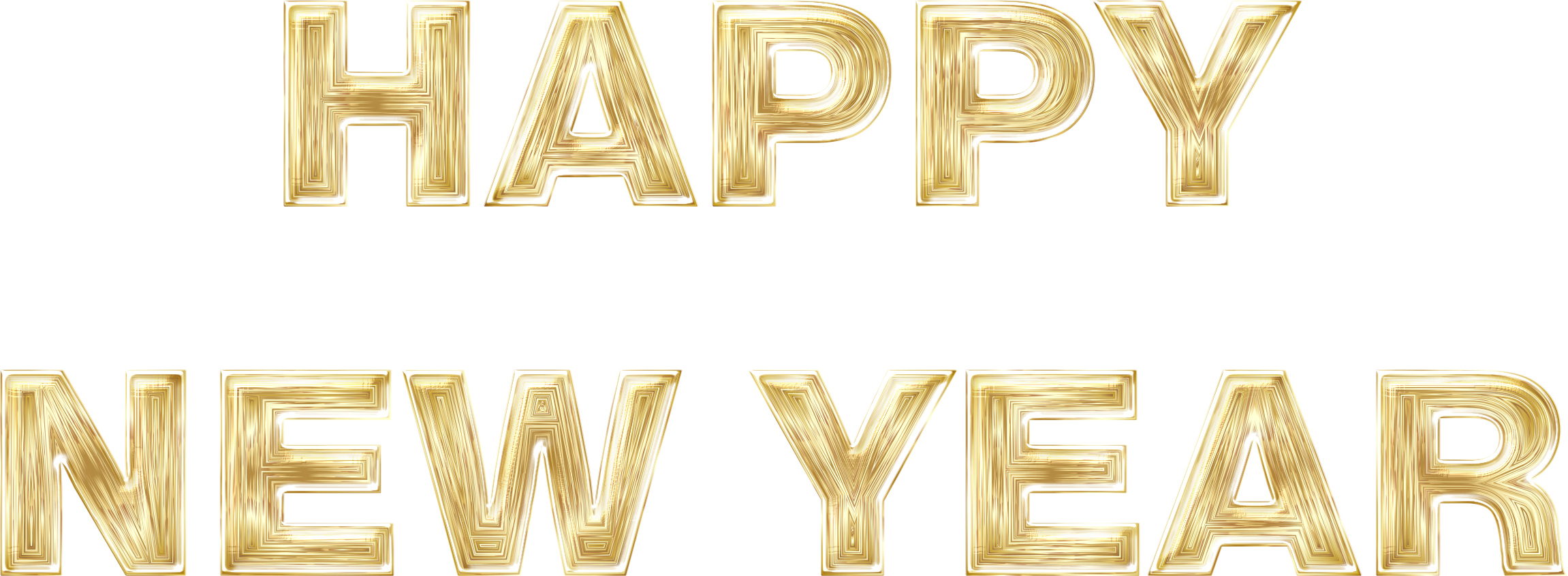 Big Image - Happy Year Gold Text Png (2302x845), Png Download