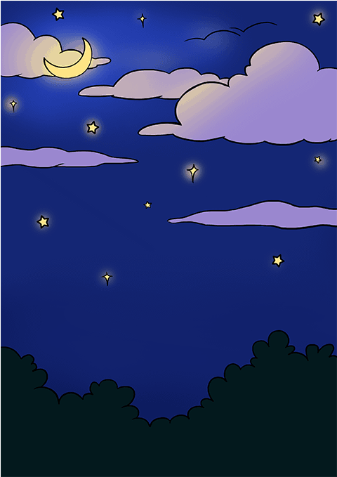 How To Draw Night Sky - Drawing (680x678), Png Download