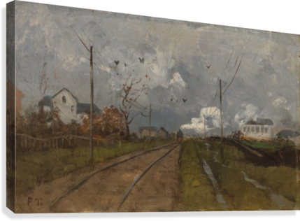 The Train Is Arriving Canvas Print - Design Art 'frits Thaulow - The Train Is Arriving' (429x316), Png Download