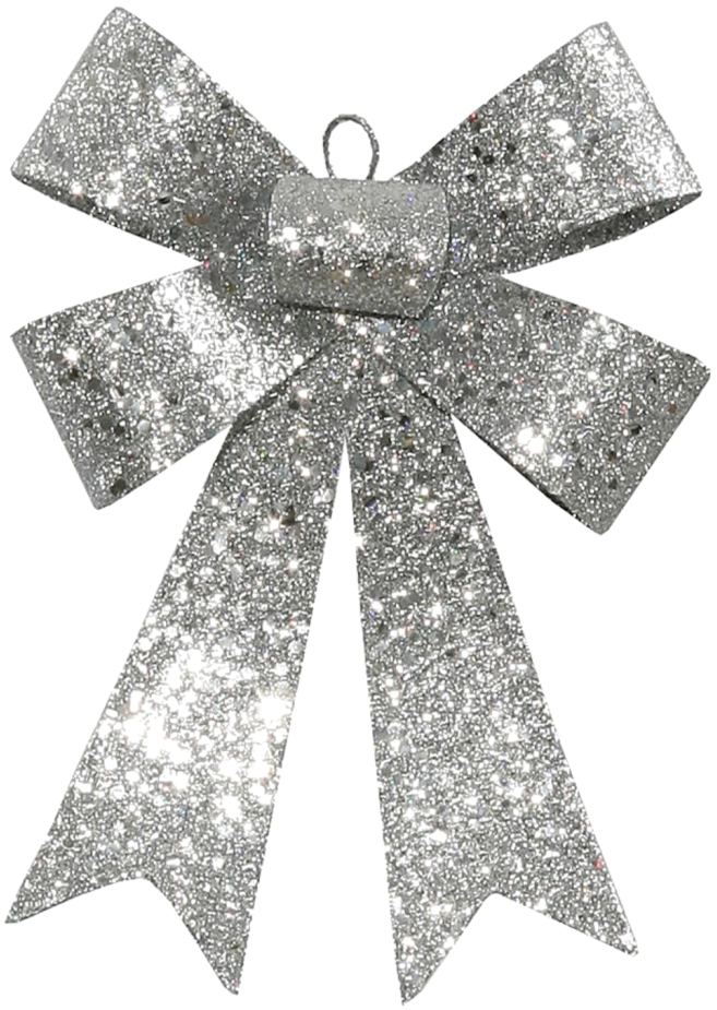 Glitter Bow Ribbon Png High Quality Image - 7" Silver Sequin And Glitter Bow Christmas Ornament (1024x1024), Png Download