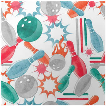 Watercolor Bowling Seamless Pattern - Bowling Ball (400x400), Png Download