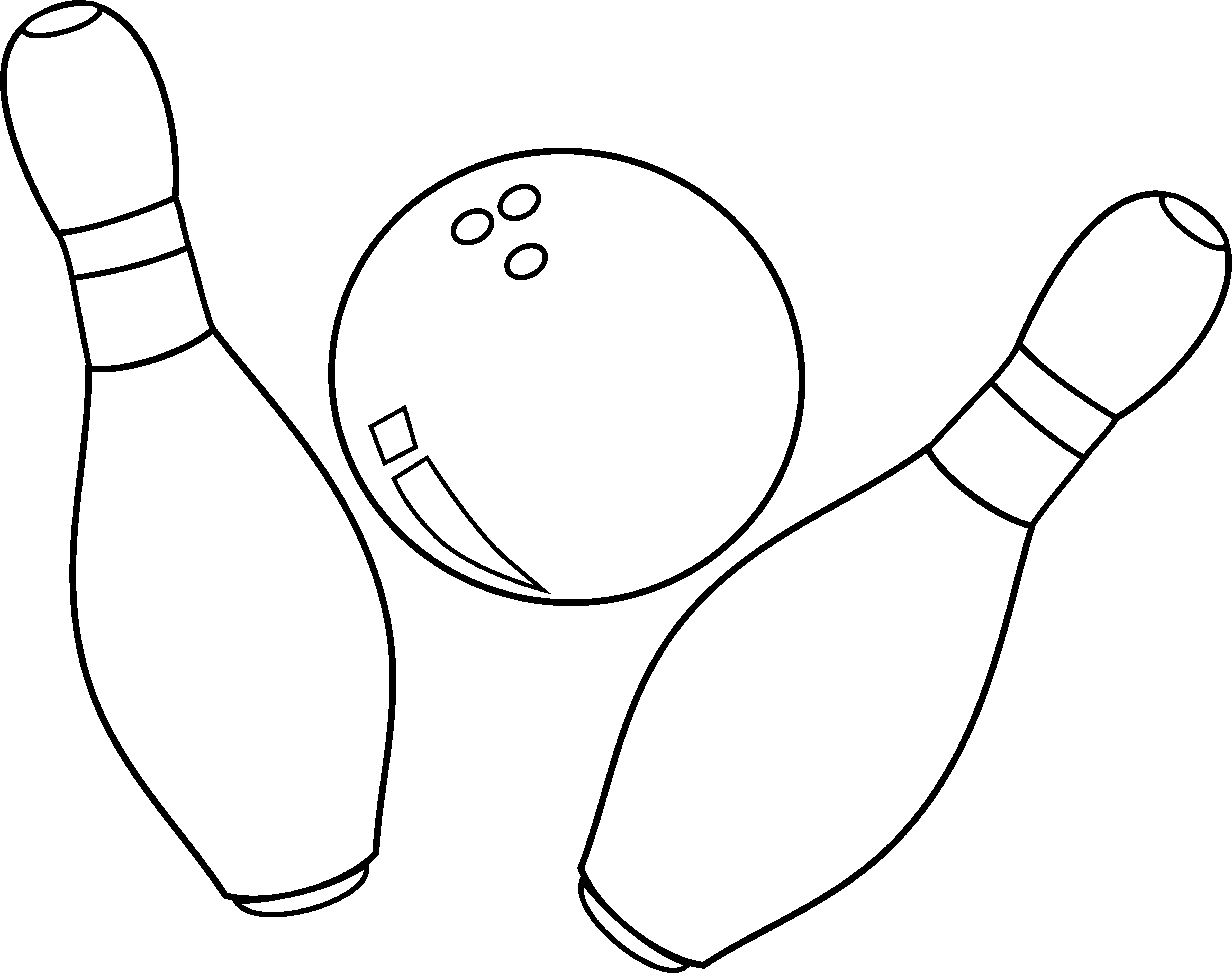 Download Ball And Pins Line Art Free Clip - Bowling White Clipart Png (4792x3785), Png Download