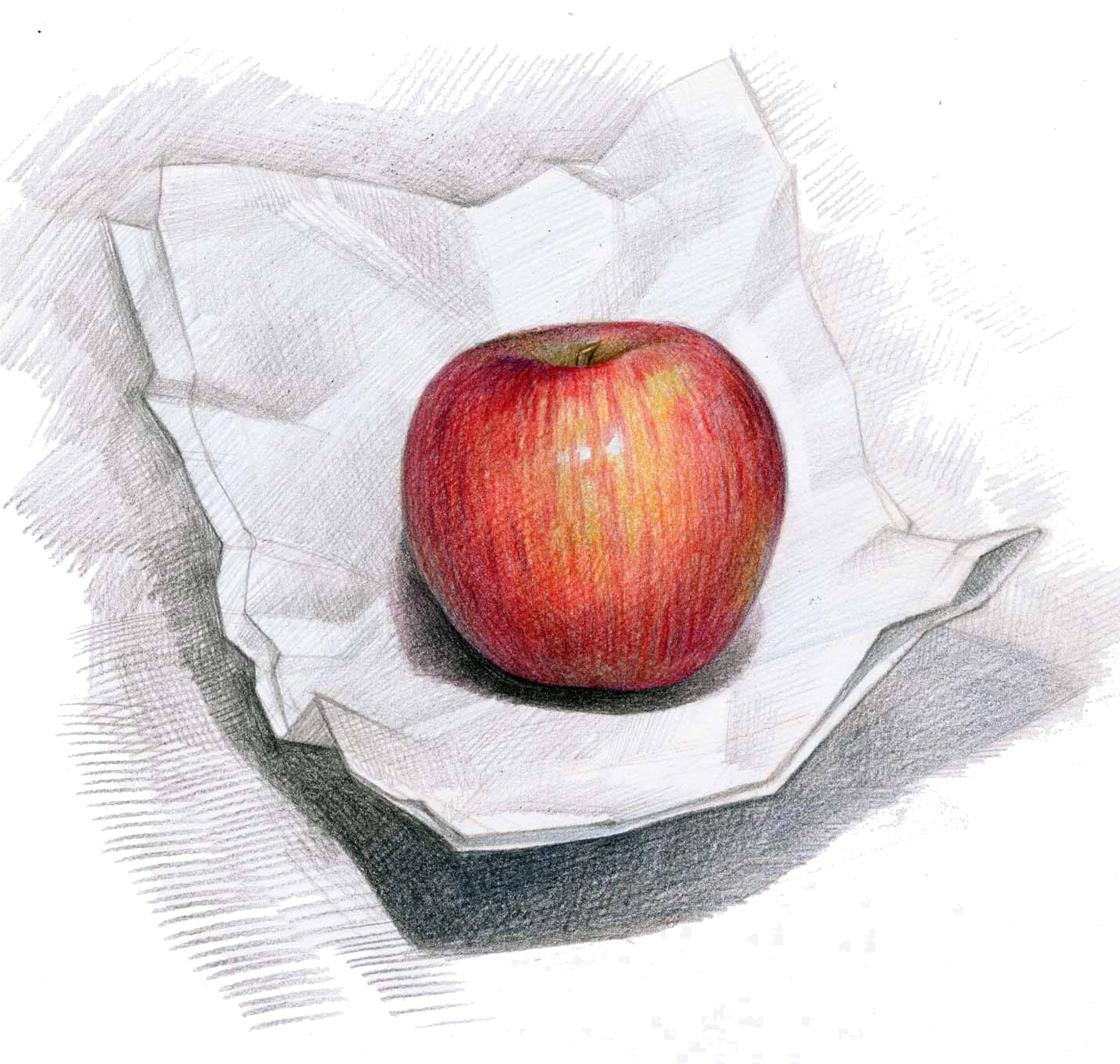 Рисовать яблоки на столе
