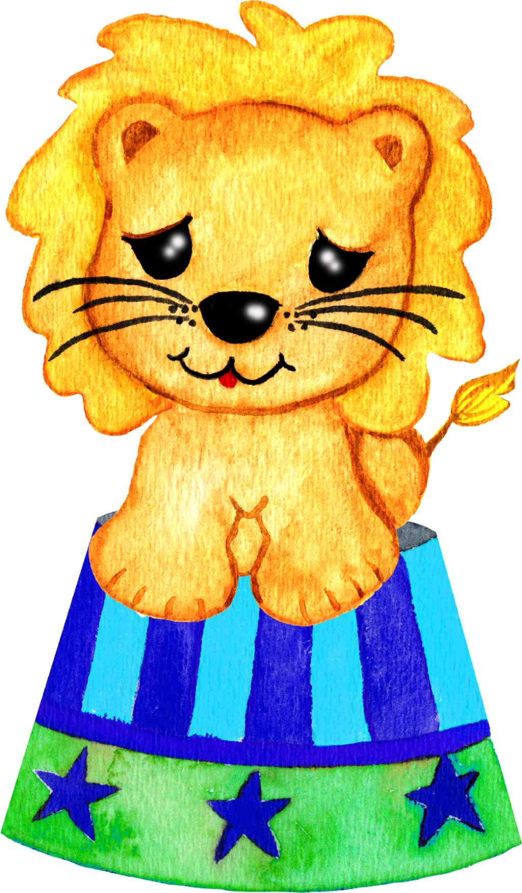 Hand Painted A Cute Little Lion Png Transparent - Lion (1024x1749), Png Download
