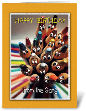 Colorful Birthday Art, From The Gang Greeting Card - Birthday (350x396), Png Download