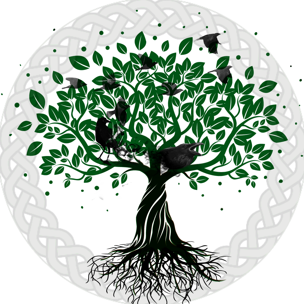 Yggdrasil Raven Tree Celtic Knot Circle Leaves Pagan - Yggdrasil Raven (1023x1021), Png Download
