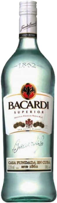 Bacardi Superior Rum 1l - Bacardi Light Rum 200 Ml (350x700), Png Download