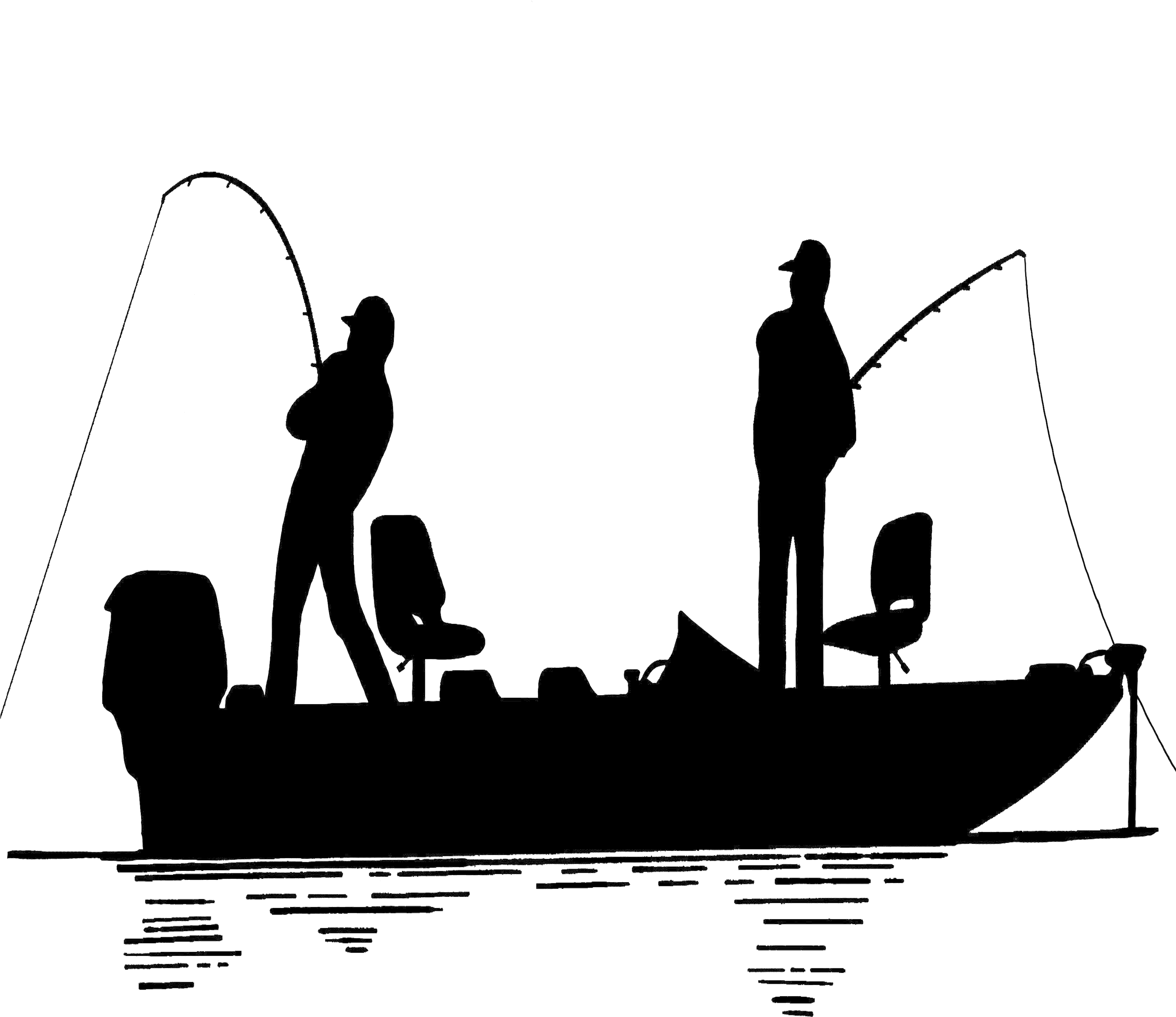 Fisherman Clipart Trawler Huge Freebie Download - Fisherman In Boat Silhouette (3690x3690), Png Download