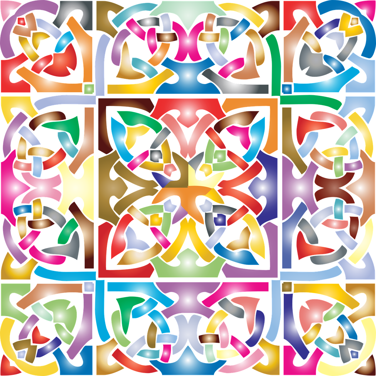 Celtic Knot Interlocked - Colour Circle Knots Design (1280x1280), Png Download