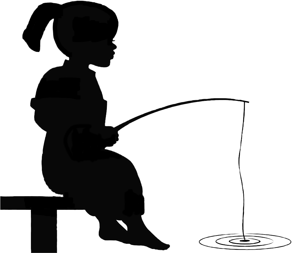 Girl Fishing Silhouette - Little Boy Fishing (1024x886), Png Download