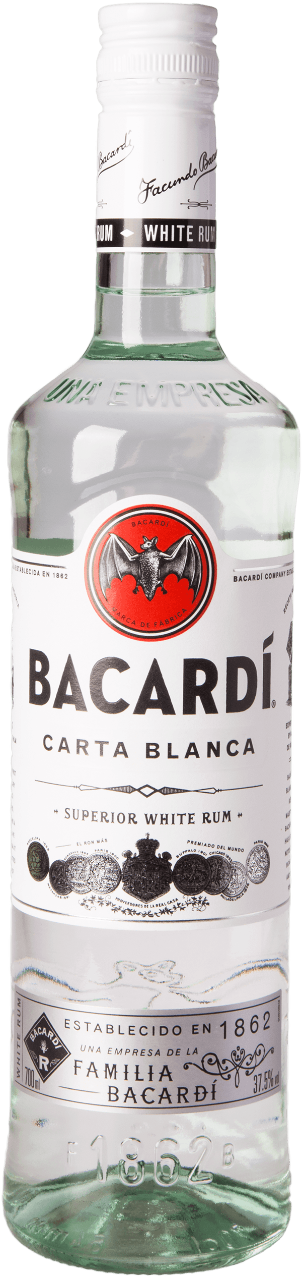Free Bacardi Png - Bacardi Carta Blanca Rum 70cl (600x2531), Png Download