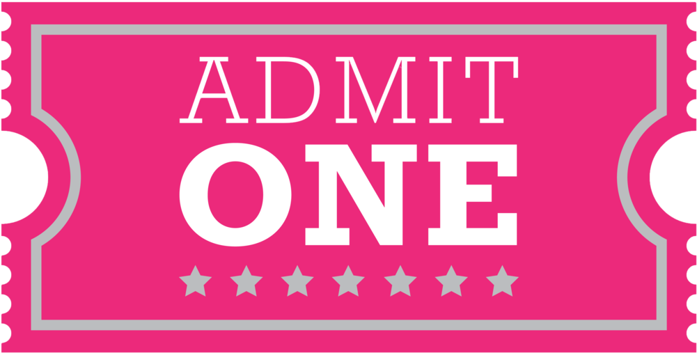Pwe-ticket Copy - Admit One Ticket Pink (1000x519), Png Download