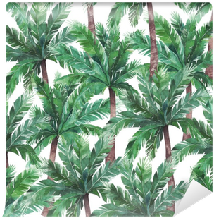Watercolor Exotic Seamless Pattern, Green Tropical - Watercolor Botanical Summer Leaves (400x400), Png Download