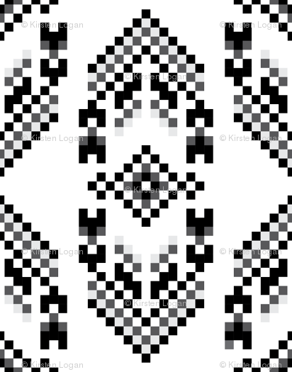 Native American Digital Bead Pattern Black And White - Circle (412x525), Png Download