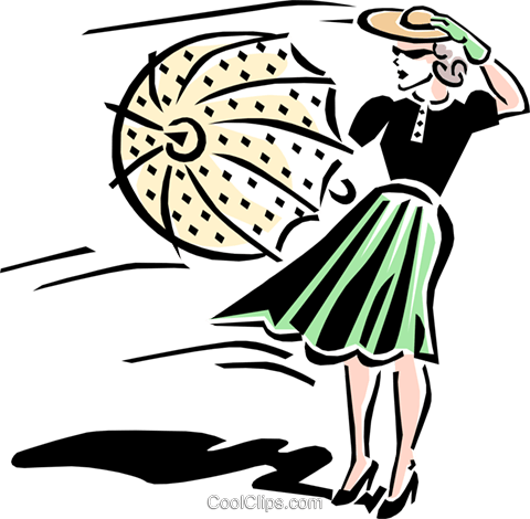 Woman On Windy Day Royalty Free Vector Clip Art Illustration - Wind Clip Art (480x470), Png Download