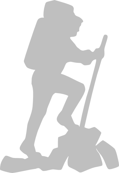 Hiker Grey Clip Art At Clker - Hiking Clipart (414x598), Png Download