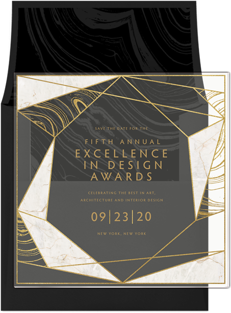 Modern Geo Save The Date In Gold - Poster (465x620), Png Download