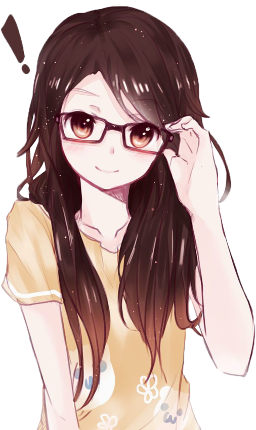 Emily Hardcastle - Brunette Anime Girl Glasses (600x848), Png Download