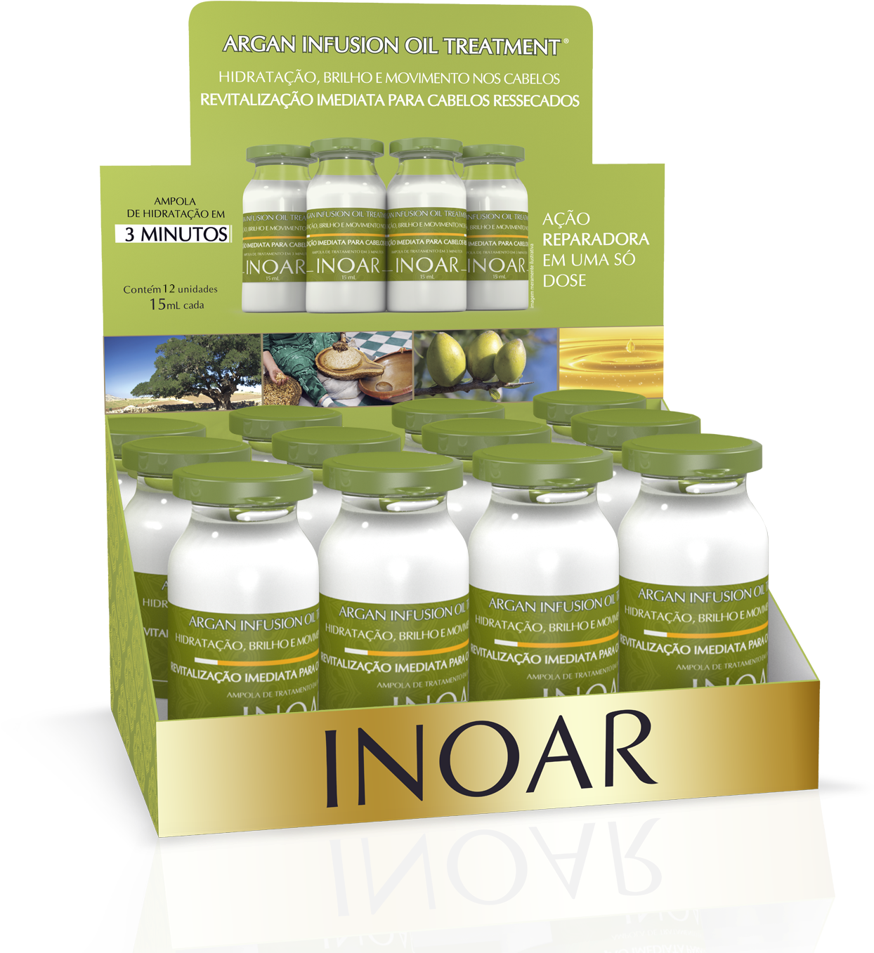 Argan Oil - Inoar Argan Oil 7ml Display Com 12 Unidades (1500x1500), Png Download