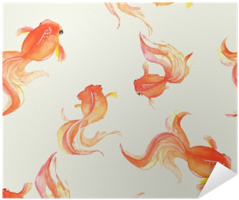 Seamless Background With Hand Drawn Goldfish - Goldfish Watercolor (400x400), Png Download