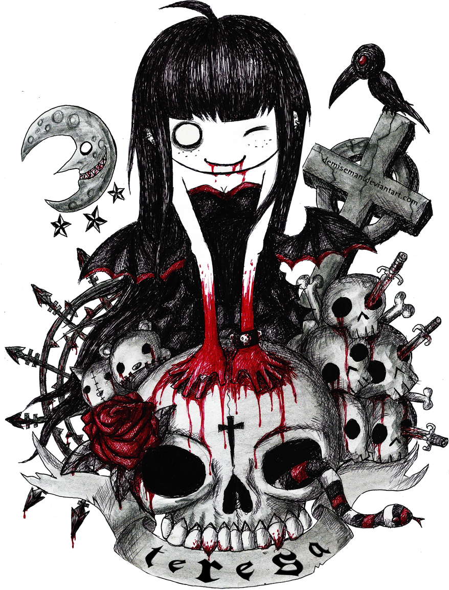 Vector Transparent Library Alice Drawing Creepy - Emo Dibujos (780x1024), Png Download
