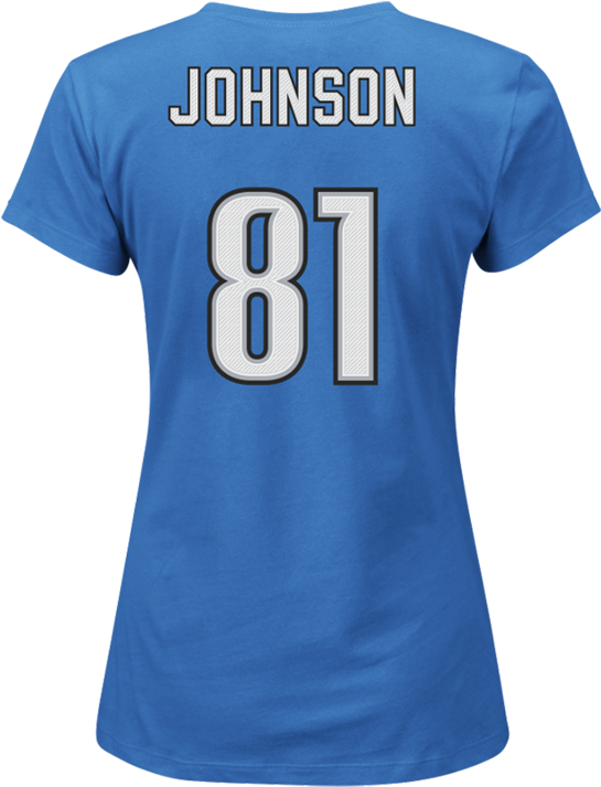 Calvin Johnson Detroit Lions Womens Blue Fair Catch - T-shirt (700x1000), Png Download