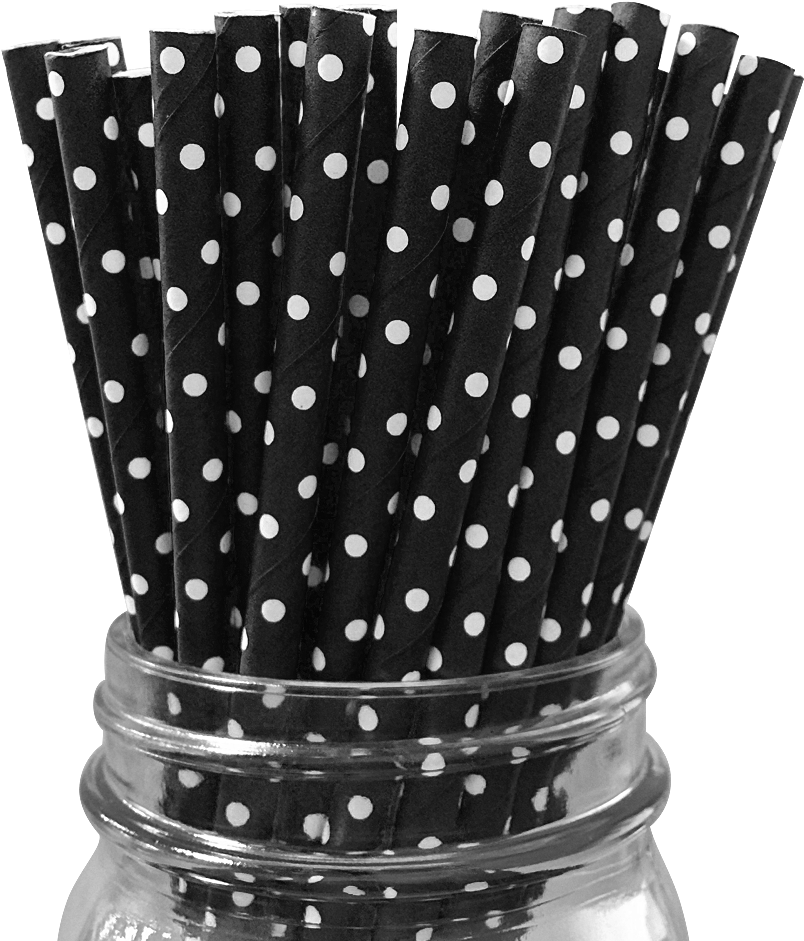 Mini Black With White Polka Dot 25pc Paper Straws - Red And White Dot Paper Straws (1000x1000), Png Download
