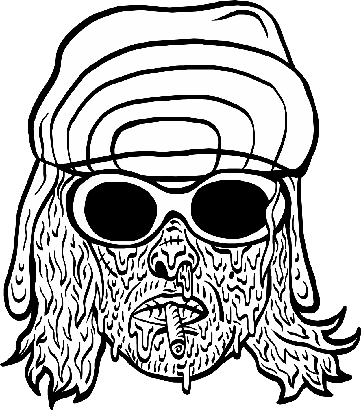 Download Black Label Cobain - Kurt Cobain Style Line Art PNG Image with ...