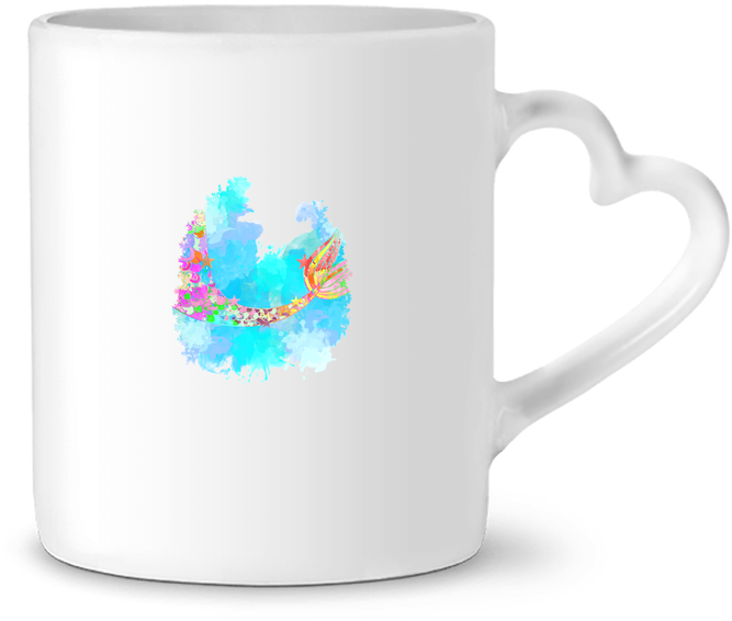 Mug Coeur Watercolor Mermaid Par Pinkglitter - Mug (690x850), Png Download