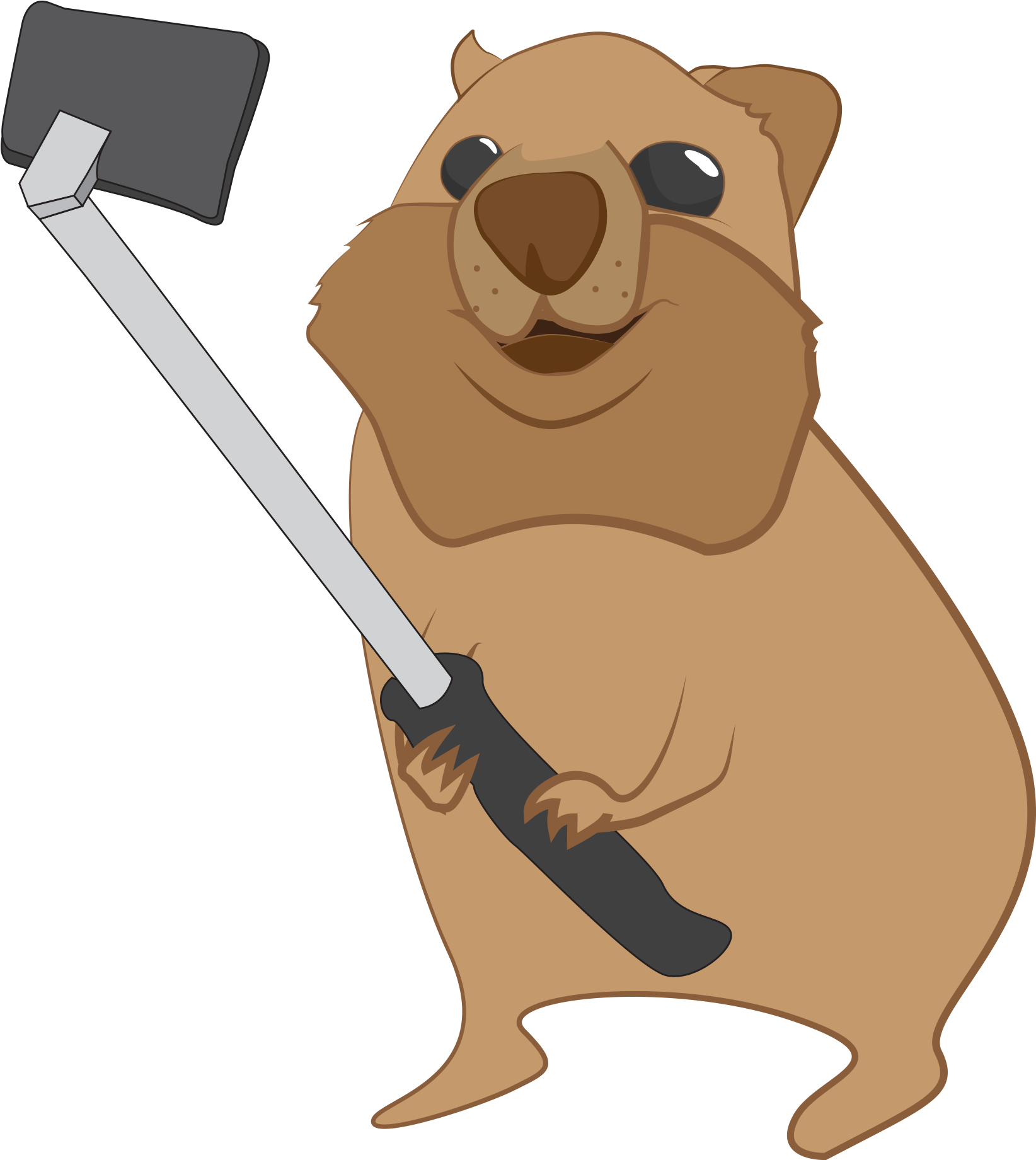 Quokka With Selfie Stick - Quokka Cartoon Transparent (1728x2304), Png Download