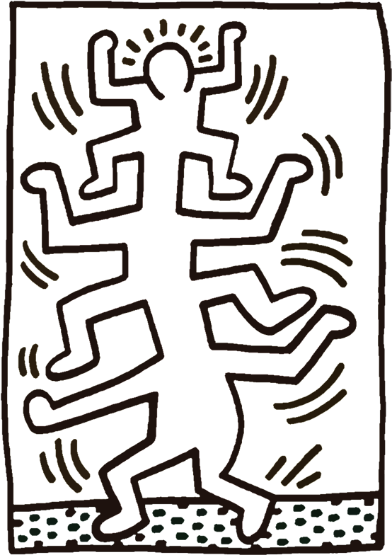 Keith Haring For Kids Artprints To Color Pop Art Paintings - Keith Haring Black And White (570x806), Png Download