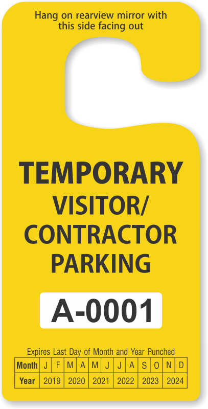 Visitor/contractor Parking Permit Rearview Mirror Jumbo - Parking Permits With Hole Punch (407x800), Png Download