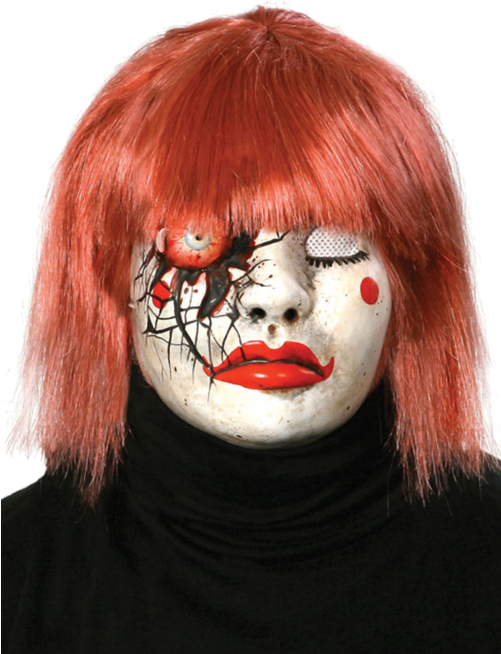 Creepy Doll Mas - Red Hair (500x793), Png Download