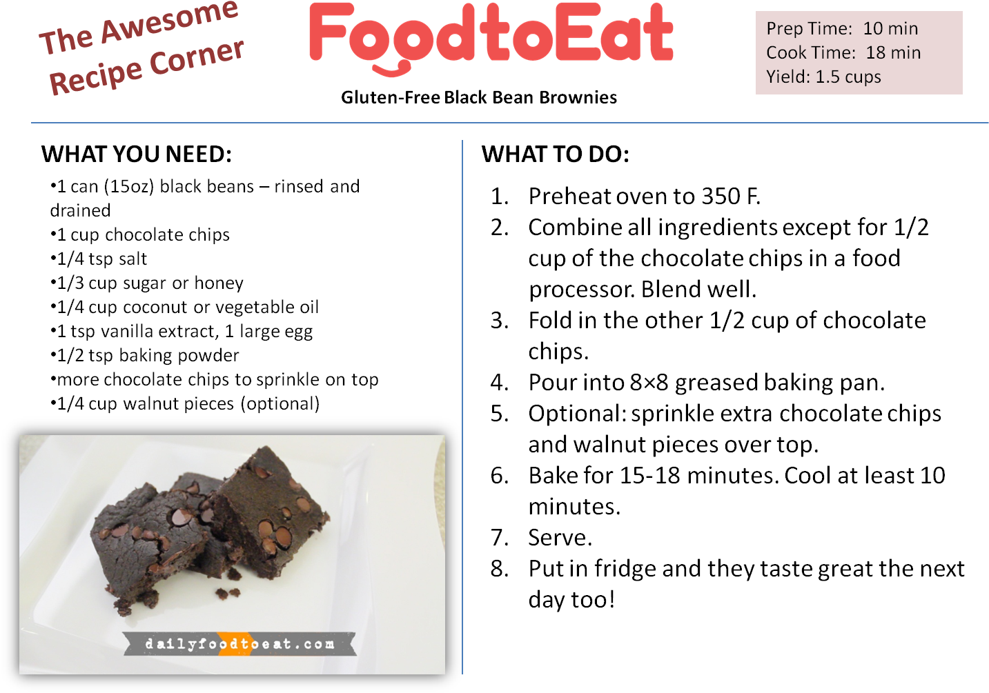 Chocolate Black Bean Brownie - Food (1438x1058), Png Download