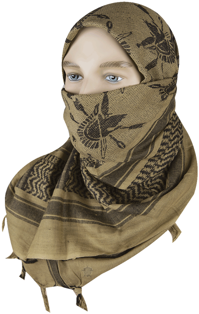 Shemagh Desert Scarf, Coy/blk, Trojan - 5ive Star Gear 5ive Star - Desert Scarf Color: Khaki/black (500x652), Png Download