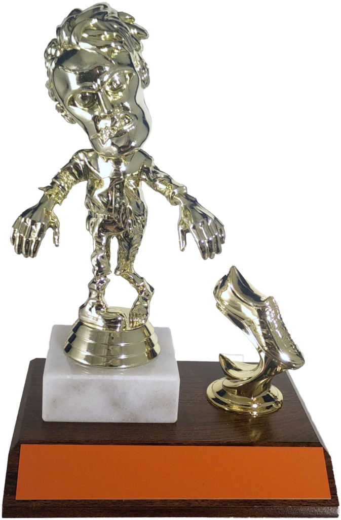 Walking Zombie Halloween Trophy With Foot On Flat Marble - Zombie Trophy (673x1024), Png Download
