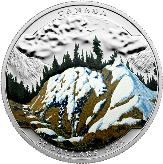 Fine Silver Coloured Coin Landscape Illusion - Mountain Goat (570x570), Png Download