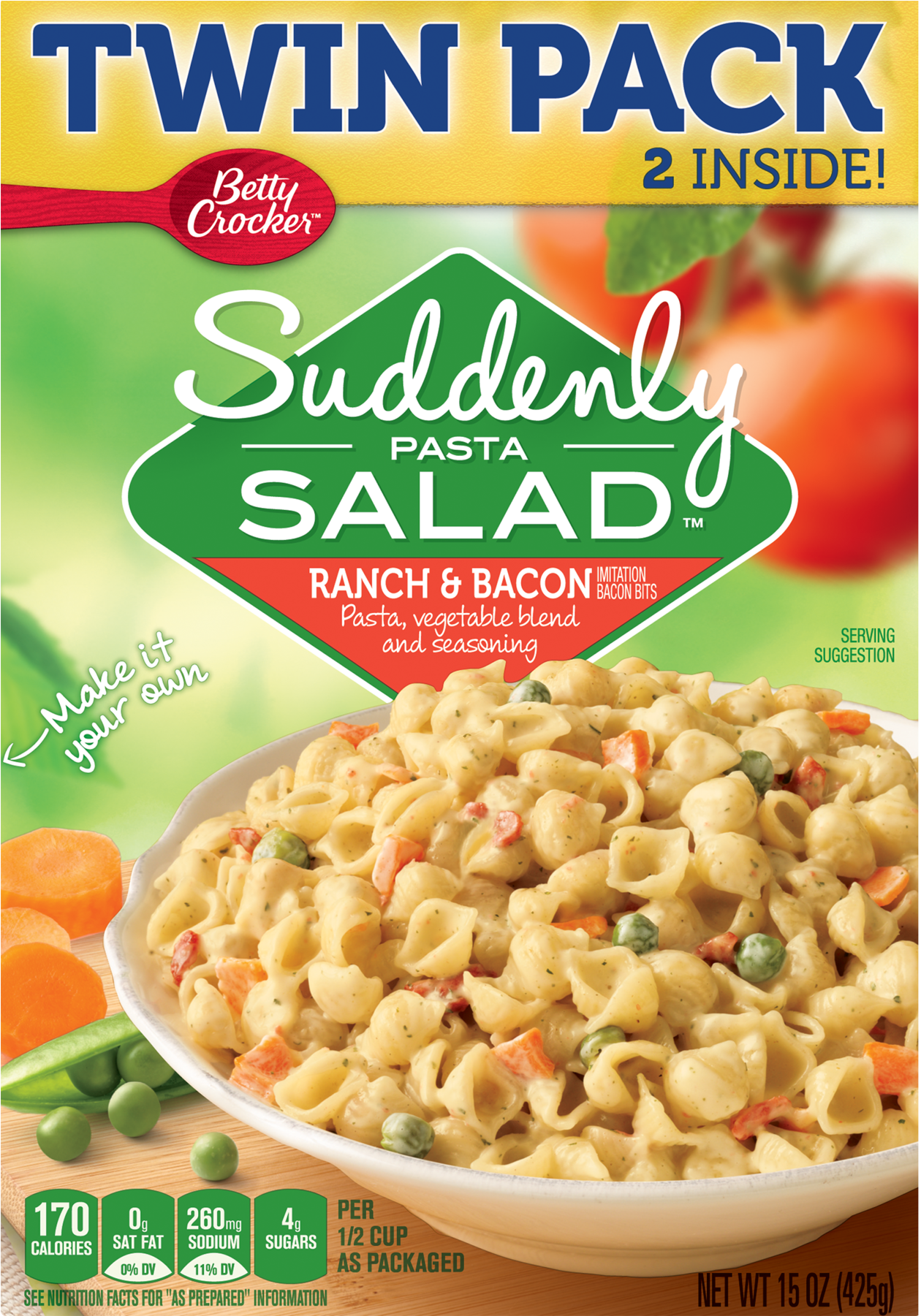Betty Crocker Suddenly Salad, Ranch And Bacon Pasta - Betty Crocker Pasta Salad (1800x1800), Png Download