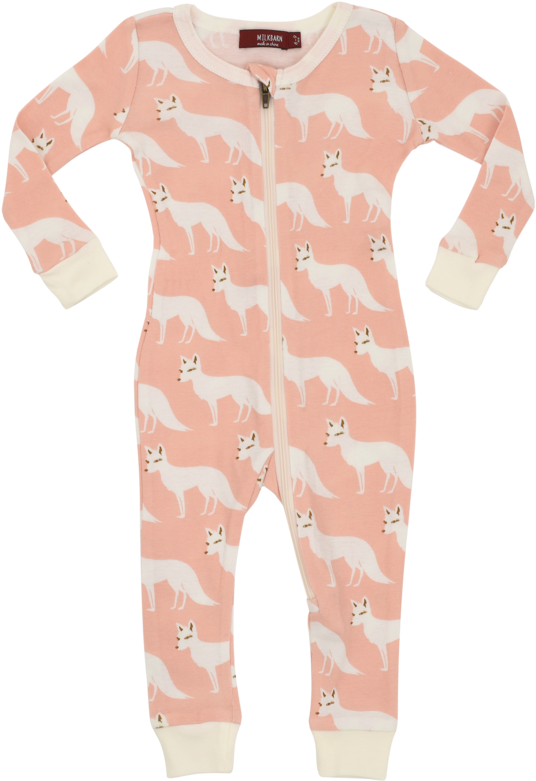 Pink Fox Zipper Pajama - Pajamas (1024x1024), Png Download