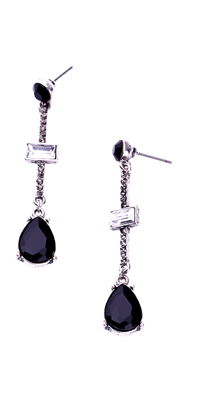 Dripping Black Gems With Diamond Earrings (800x800), Png Download