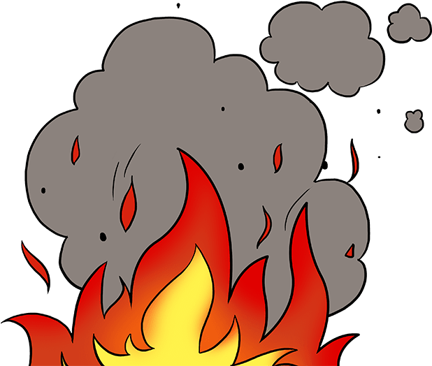How To Draw Flames And Smoke - Step By Step How To Draw A Fire (680x678), Png Download