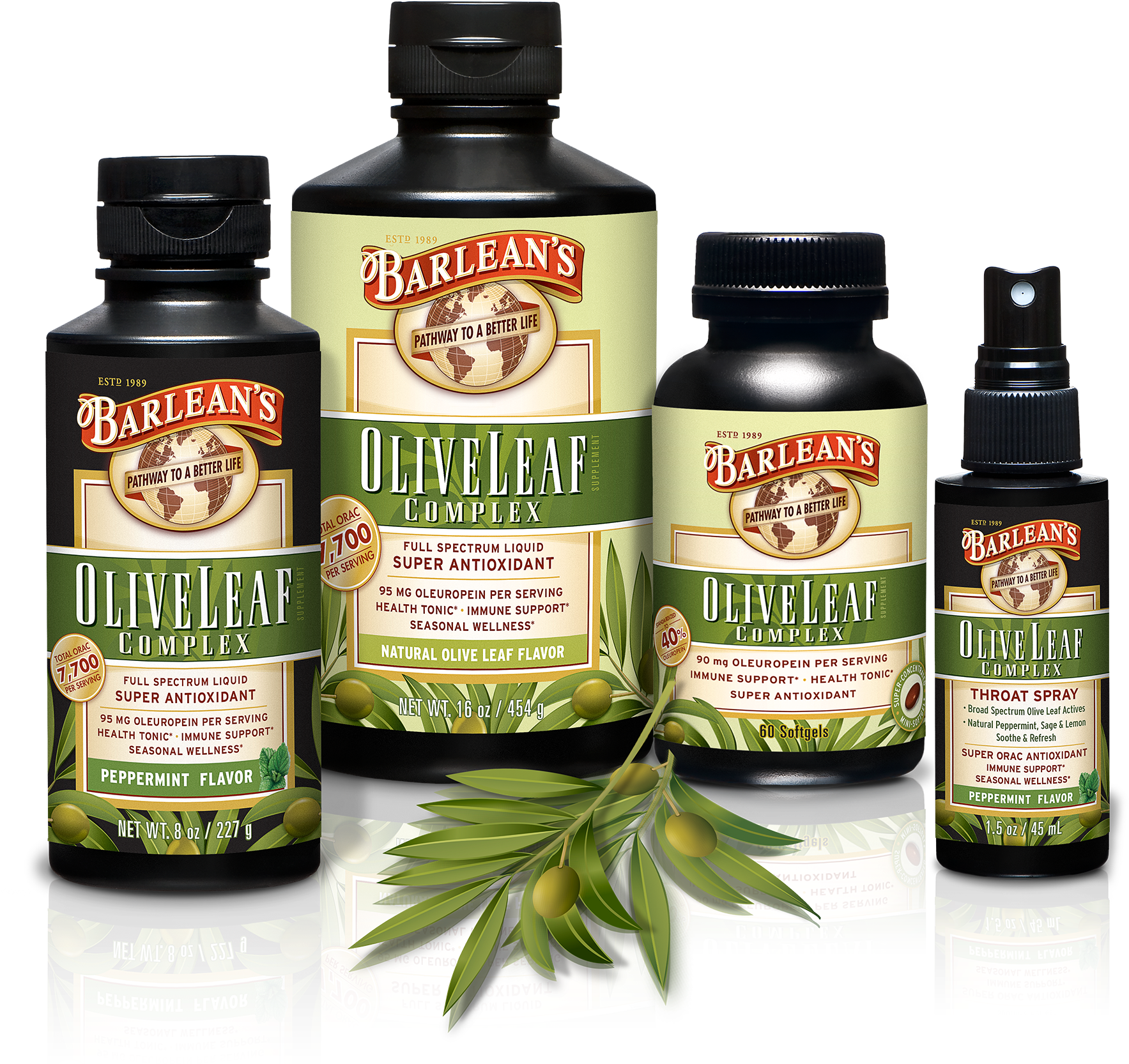 Barlean's Olive Leaf Complex - Barlean's - Olive Leaf Complex - 60 Softgels (1800x1855), Png Download
