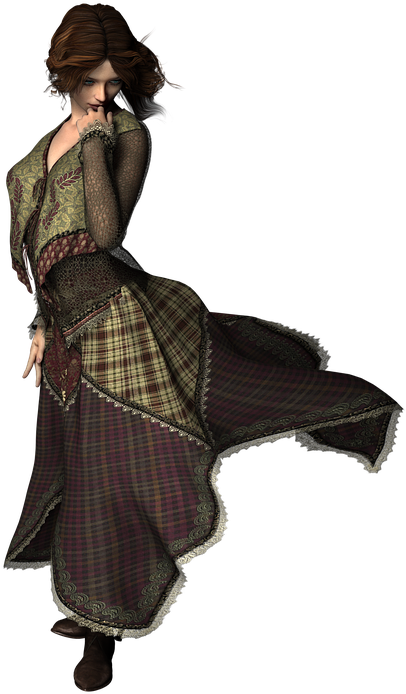 Dancer, Woman, Girl, 3d, Model, Forlorn, People, Boho - Tartan (556x720), Png Download