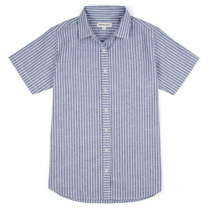 105 Classic Striped Shirt Navy - Button (750x750), Png Download