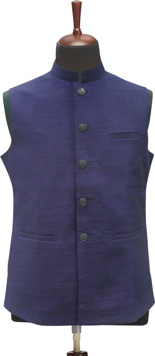 Classic Blue Waistcoat - Jacket Kurta Png (853x1280), Png Download