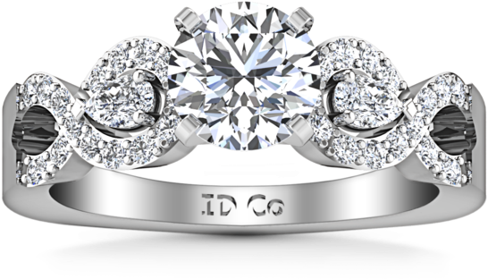 Pave Engagement Ring Chloe 14k White Gold - Round Diamond Pave Engagement Ring Chloe 14k White (600x600), Png Download