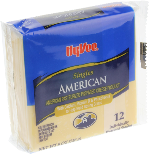 Hy-vee Singles American Cheese 12ct (582x600), Png Download