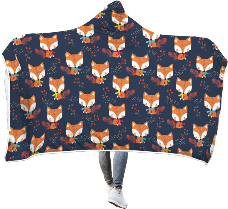 3d Cute Red Fox Full-print Hooded Blanket - Foxy Cute Notebook: Small Notebook Pocket Diary, 110 (800x800), Png Download
